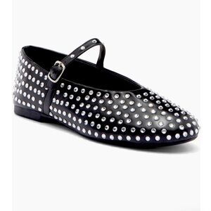 Black Studded Mary Jane Flats
